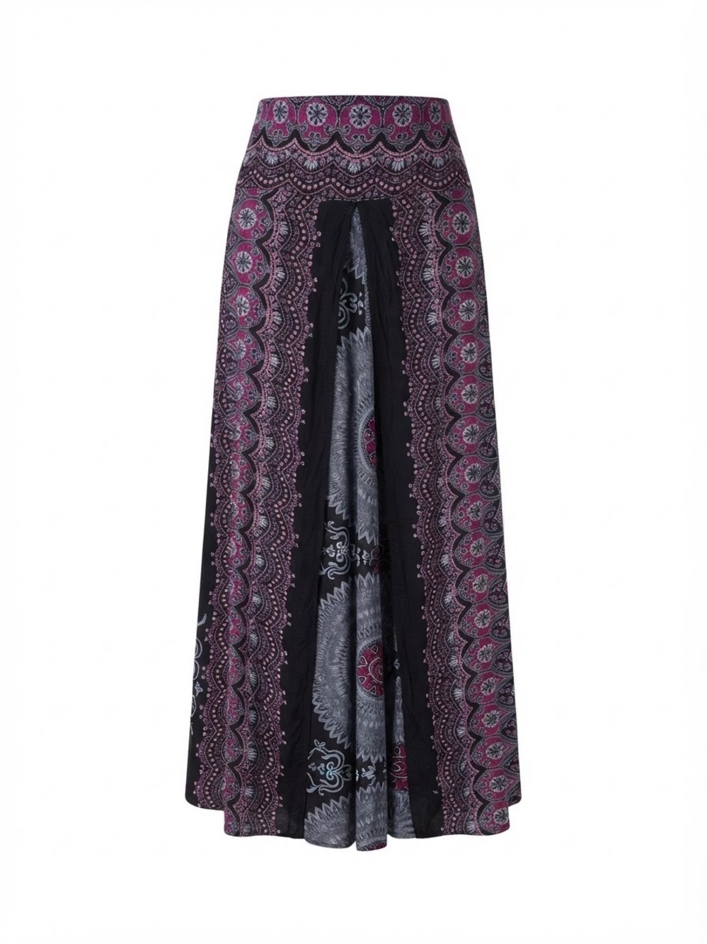 Boho Maxi pants in Black and Purple medium cotton